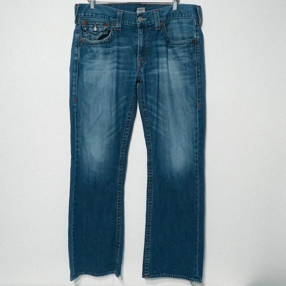 True Religion Mens Jeans  Blue Bootcut Size 36 RN#112790